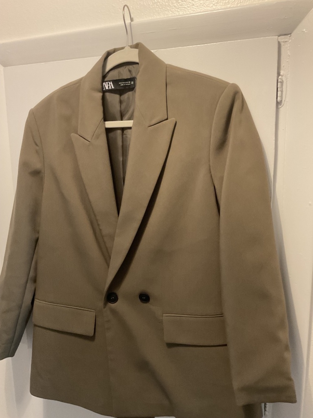 Zara Oversized Khaki Green Blazer, Size Small - Picture 3 of 5